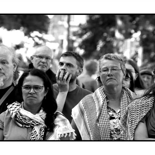 2025-08-18, Parlement de Wallonie à Namur : Stop génocide à Gaza ! Photo : Michel Wittek.