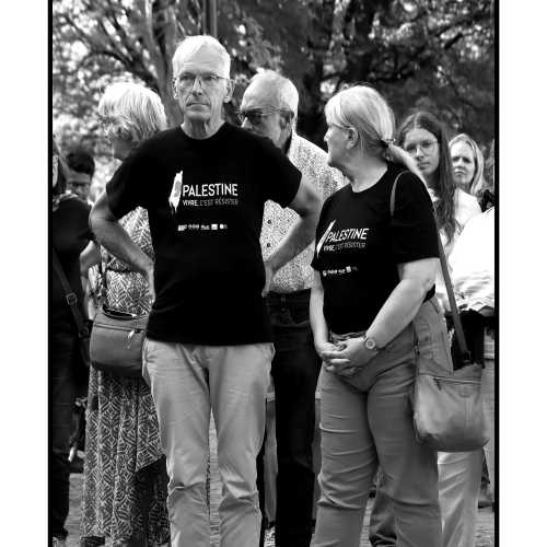 2025-08-18, Parlement de Wallonie à Namur : Stop génocide à Gaza ! Photo : Michel Wittek.