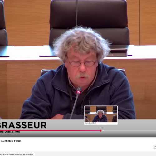 2025-10-06 - Namur, Parlement de Wallonie, Pétition pour stopper le commerce d'armes avec Israël